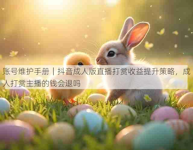 账号维护手册｜抖音成人版直播打赏收益提升策略，成人打赏主播的钱会退吗